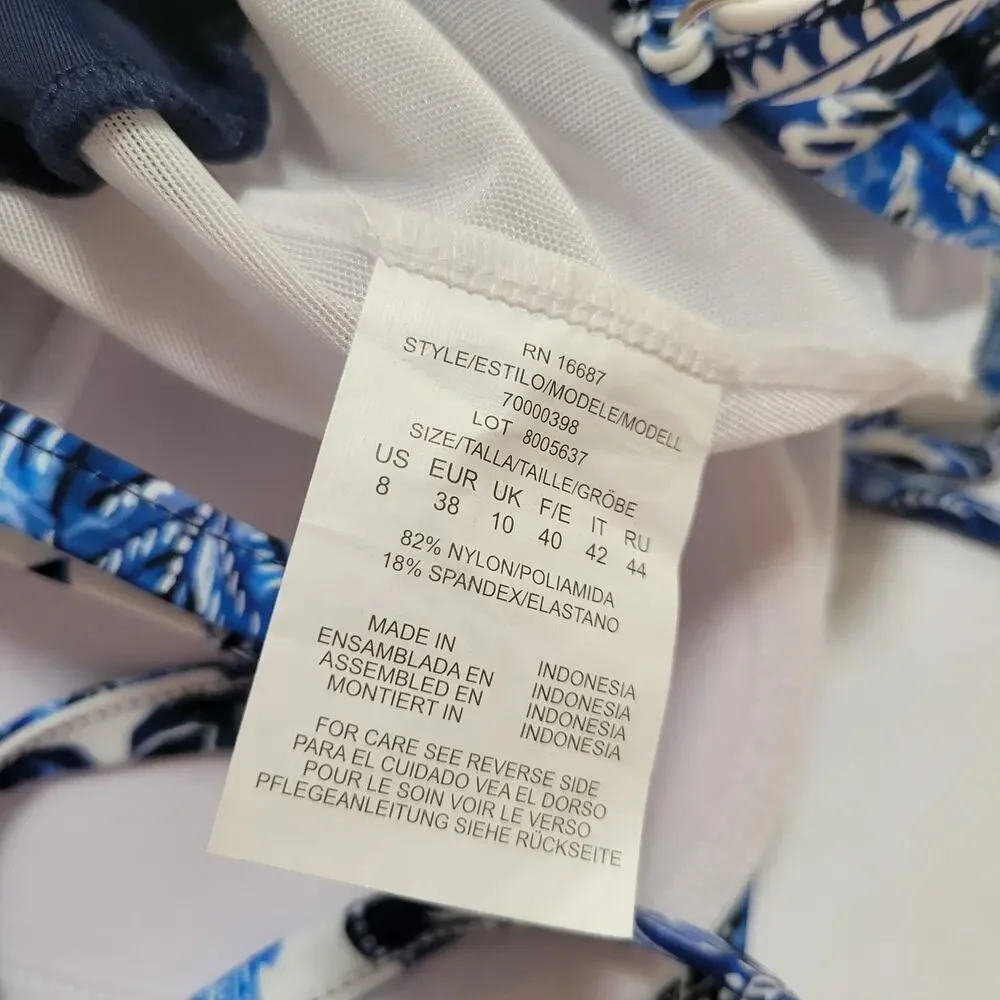 Swim Solutions Blue Blooms Printed Empire Waist Swimdress Modest NWT Size 8 - Picture 13 of 13